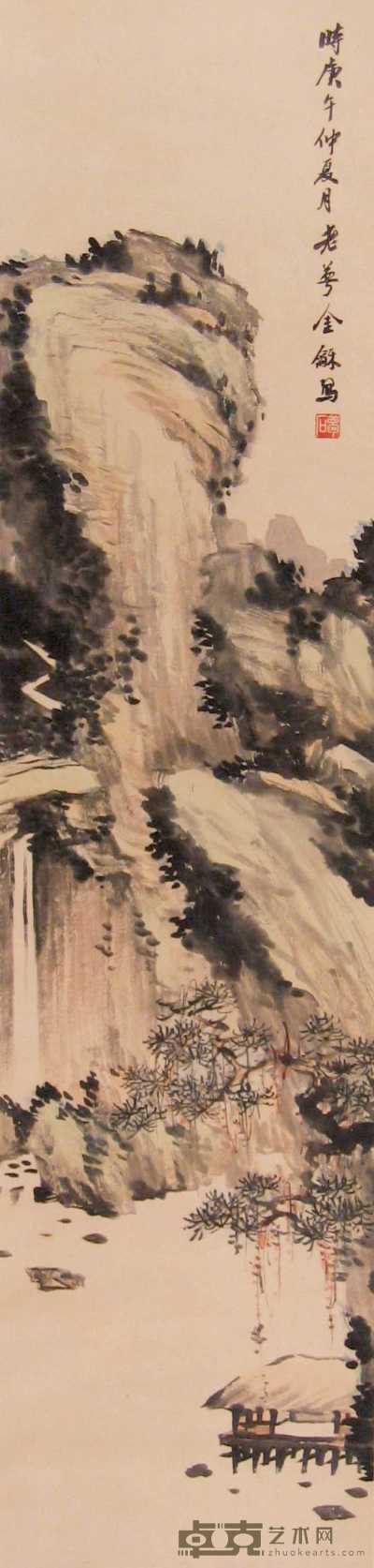 金梦石 庚午（1930年）作 山水 立轴 130×131cm